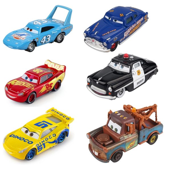 Toys Car 2 3 Mater The King Sheriff Diecast Car Toy Set for Boy Kids Gifts (6PCS)