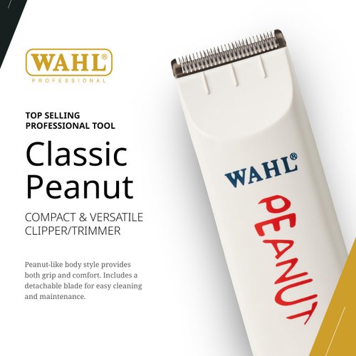 Wahl Professional - Classic White Peanut - Professional Beard Trimmer and Hair Clipper Kit - Adjustable Hair Cutting Tool with 4 Guide Combs