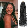 New Faux Locs Crochet Hair With Deep Curly Ends 24 Inch 8 Packs Black Goddess Soft Locs Synthetic Braids Prelooped Dreadlock Hair Extensions (24inch, 1B)
