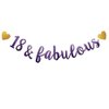 18 & Fabulous Banner, Purple Glitter Paper Banner Sign Garlands,18th Birthday/Anniversary Party Decorations Supplies,Letters Purple,SUNbetterland