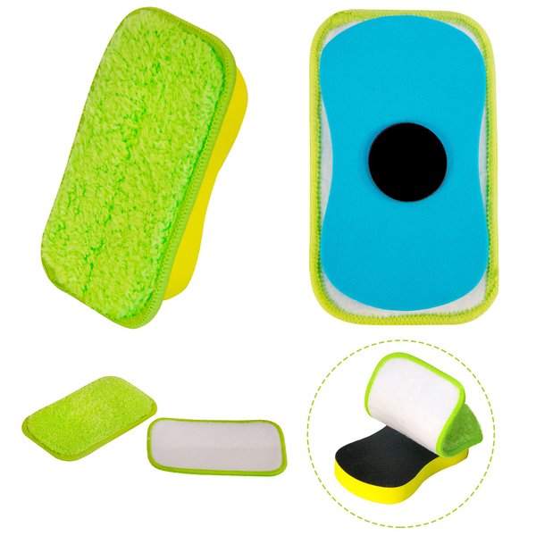 2 Pack Chalkboard Eraser - Washable Reusable Microfiber Eraser Cleaning Chalk/Markers/Duster Tool in Home Classroom Office Attached 2 Pcs Microfiber Cloth WP03
