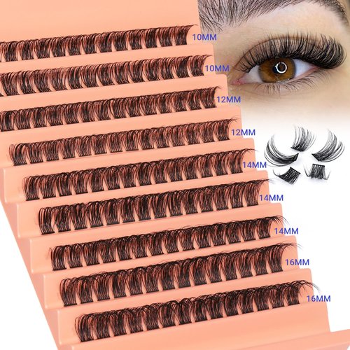 Lash Clusters DD Curl Lash Extension 126pcs Wispy Eyelash Clusters Natural Individual Lashes with Thin Band Light Fluffy DIY Eyelash Extension 10-16mm Fake Eyelashes by TOOCHUNAG