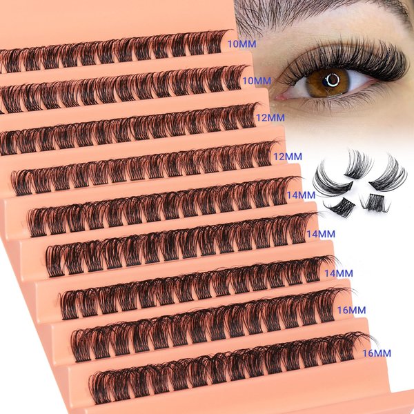 Lash Clusters DD Curl Lash Extension 126pcs Wispy Eyelash Clusters Natural Individual Lashes with Thin Band Light Fluffy DIY Eyelash Extension 10-16mm Fake Eyelashes by TOOCHUNAG