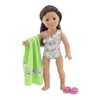 Emily Rose 18 Inch Doll Clothes | 4-Piece Floral Print One Piece 18" Doll Swimsuit Set, Includes Matching Towel, Ruffled Skirt, and Fun Beach Sandals! | Gift Boxed! | Fits Most 18" Dolls