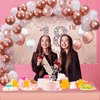 Trgowaul 18th Birthday Decorative Balloon Set Women's Arch, Rose Gold 18th Birthday Banner and Party Tablecloth, Belt and Tiara, Pink Gold 18th Balloon, Pink Birthday Cake Top, Latex Balloon * 60