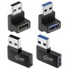Jadebones 90 Degree USB 3.0 Adapter (4 Pack), Vertical Up and Down Angle, Horizontal Left and Right Angle USB Male to Female Extender Connector