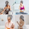 Kitzor Microfiber Hair Towel Wrap for Women - Ultra Soft and Absorbent Hair Towel with Elastic Band for Curly, Thick or Long Hair - Beige