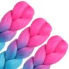 HAIRCUBE Ombre Braiding Hair 24 Inch 3 Packs Pre Stretched Box Braids Colorful Twist Braiding Hair Extensions Synthetic Crochet Braiding (Hot Pink to Cyan Blue)