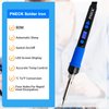 PNECK Soldering Iron Kit, 80W Soldering Iron Pen with Adjustable Temperature, LCD Display, ON/OFF Switch, 5 Tips, Solder Wire, Stand with Sponge, Pump, Paste, Tweezer, Blue
