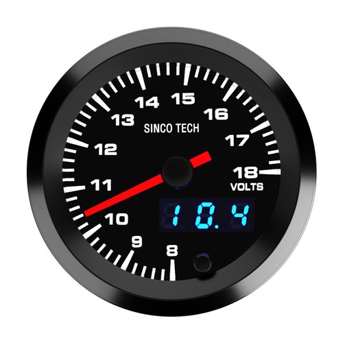 SINCO TECH 52mm Gauge Car Meter Digital Display Pointer 7 Colors Backlight 12V Universal Gauge Kit…… (Voltage Gauge)