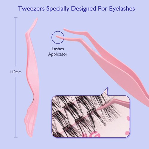 BUILOG Lashes Extension Kit,DIY Individual Eyelashes Clusters Kit 10-14mm with Bond Seal Eyelash Glue,Removal,Tweezer,Mascara Wands Brush 100Pcs Natural False Lashes C Curl