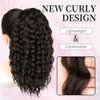 KooKaStyle Curly Ponytail Extension Fluffy Drawstring Ponytail for Women Kinky Curly Clip in Hair Extensions Long Curly Wavy Ponytail Extension Synthetic Hairpiece for Daily Use(18 Inch,Dark brown)