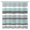 Sunlit Aqua Blue Gray Horizontal Stripes Water-Repellent Fabric Shower Curtain with Reinforced Metal Grommets Refreshing Striped Design Bathroom Decor