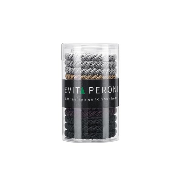 EVITA PERONI 12 Pcs Hair Ties for Thick and Curly Hair High Stretch Hair Bands Ponytail Holders Hair Elastics for Women (Black, Brown, Gray, Apricot)