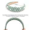 AHONEY Green Headband for Women Girls, Hair Bling Rhinestone Crystal Glitter Sparkly Diamond Padded Headband Fancy Jeweled Headpiece Holiday Hair Accessories Birthday Gifts (Green)