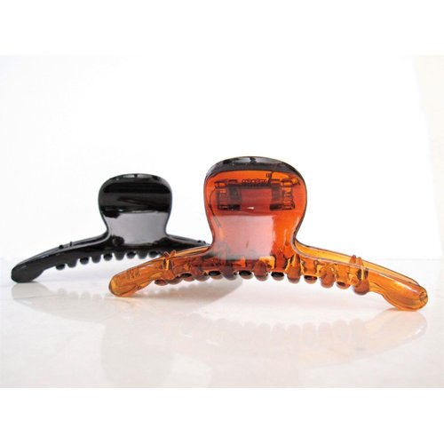 Generic Amber brown or black hair claw clip for fine, thin hair (Primary color: Black), 1 Count (Pack of 1)