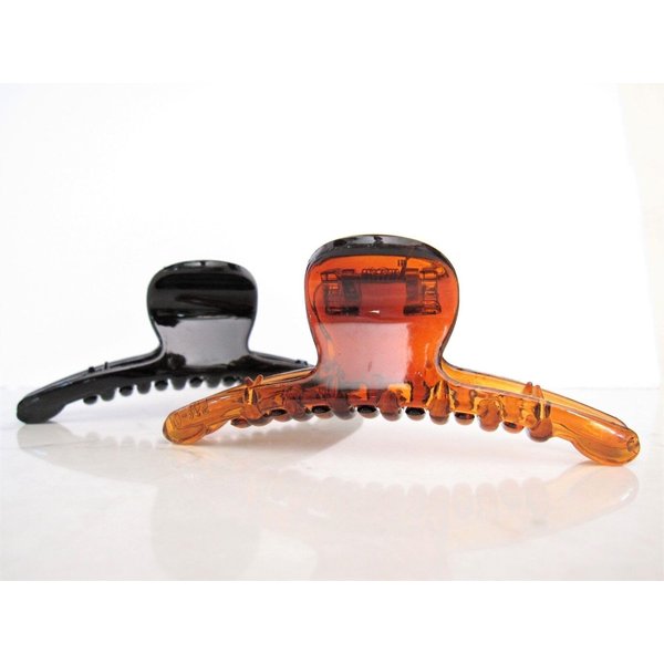 Generic Amber brown or black hair claw clip for fine, thin hair (Primary color: Black), 1 Count (Pack of 1)