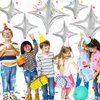 12 Pcs Four Angle Star Balloons,26 Inch and 10 Inch Silver Star Foil Balloons,Quadrangle Balloon Mylar Balloons Helium Balloons for Birthday Party Anniversary Wedding Baby Shower Decorations (Silver)