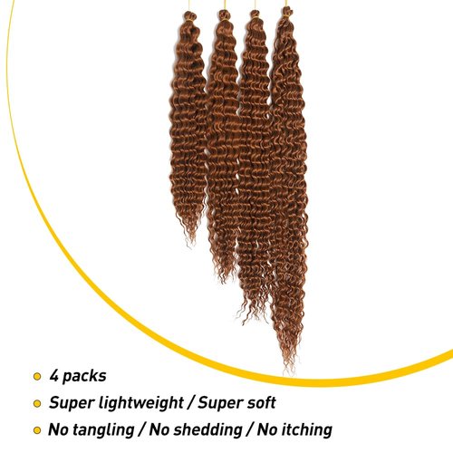 BAESITTE Crochet Hair Water Wave Bundles Synthetic Hair Water Wave Crochet Hair 4 Bundles (20 24 28 34Inch) Curly Crochet for Black Women Hair Extensions #30 Color 390g