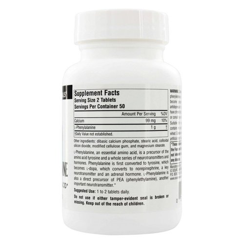 Source Naturals L-Phenylalanine Free Form Essential Amino Acid* - 100 Tablets