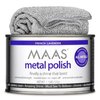 MAAS Metal Polish 1.1lb Can Plus Free Cloth, Universal Metal Cleaner for All Metals, Clean, Polish, and Protect Silver, Brass, Copper and More, Tarnish Remover and Silver Cleaner for Jewelry