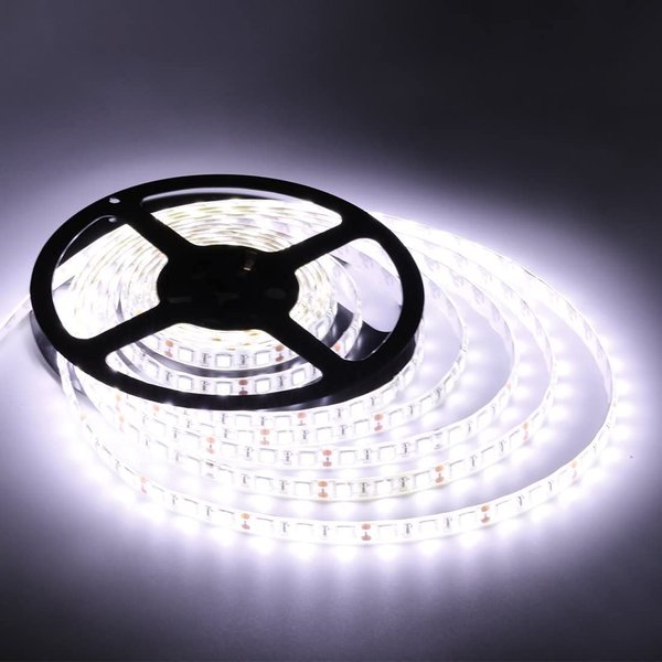 Flexible LED Strip Lights,600 Units LEDs,LED Strips,Waterproof,12 Volt LED Light Strips, Pack of 16.4ft/5m,for Holiday/Home/Party/Indoor/Outdoor Decoration (Waterproof&White&1Pack)