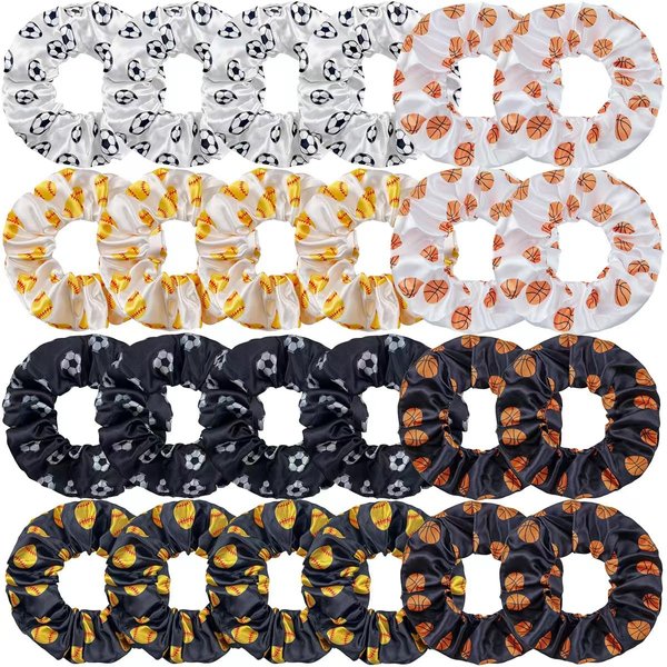 6 Pcs Soccer Hair Scrunchies Soccer Hair Ties Elastic Soccer Hair Bands Ponytail Holders Sport Hair Accessories for Girls Women Graduation Christmas Party Favors Players Coaches Teams Hair Accessories