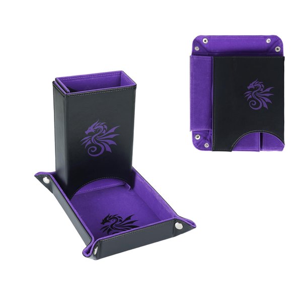 Dice Tower | Portable Gaming D&D Dice Tower with Tray and 5 Dice | Foldable Dice Rolling Tower for Travel | DND Dice Tower for RPG, Board Games | Dice Tower Dungeons and Dragons