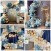 BBeipulas 83Pcs Dusty Blue Balloon Arch Kit 12in Dusty Blue Balloon and Metallic Gold Balloons Confetti Balloons for Baby Shower Decorations Boy Wedding Engagement Bachelor Birthday Decorations