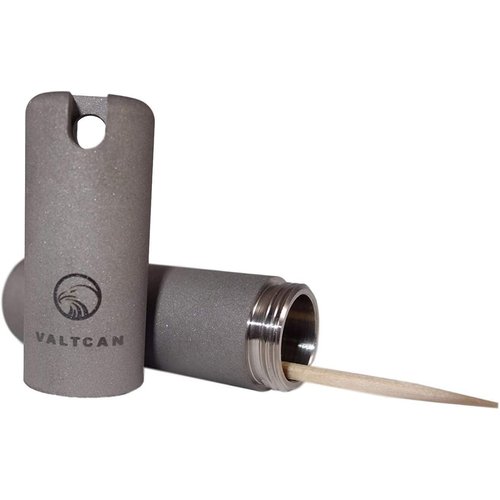 Valtcan Toothpick Holder Titanium Full Metal Portable Canister Keychain Pocket Caddy EDC Fob Design 1Oz Lightweight for Matches battery and Airtight Waterproof for Flavored Toothpicks