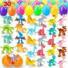 TOY Life 30 Filled Easter Eggs for Kids, Dinosaur Easter Egg Fillers, Easter Party Favors, Easter Basket Stuffers Bulk, Easter Goodie Bag Stuffers Easter Gifts Easter Egg Hunt Easter Toys for Toddlers