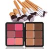 Joyeee Makeup Blush Palette + Cream Contour Palette Kit, with 11 Pcs Complete Makeup Brushes, Contouring Concealer Palette for Medium Dark Skin to Conceals Dark Circles, Redness, Acne, Blemish