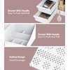 Makeup Desk Cosmetic Storage Box Organizer with Drawers for Dressing Table, Countertop, Bathroom Counter, Elegant Vanity Holder for Brushes, Eyeshadow, Lotions, Lipstick and Nail Polish (White)
