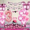Wekayli Minnie 3rd Birthday Party Supplies Minnie 3 Year Old Girls Birthday Party Decorations Minnie 3rd Birthday Cake Cupcake Toppers Number 3 Foil Balloon Banner Minnie Birthday Decorations