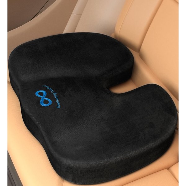 Everlasting Comfort [Upgraded Car Seat Cushion w/Premium Memory Foam for Back Pain, Tailbone Pain, Sciatica - Pressure Relief Seat Cushion for Car Seat Driver, Truck Driver, Booster for Short People