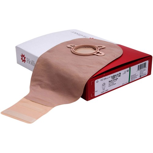Hollister 18112 New Image 2-Piece 12” Drainable Ostomy Pouch, Green Color Code Match, 10 Pack, Beige – 1-3/4” Flange Size, Lock n’ Roll Microseal Closure