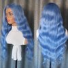 Msviki Lake Blue Body Wave Lace Front Wig Human Hair 180% Density Colored Human Hair Wigs For Women HD 13x4 Lace Frontal Wig Virgin Brazilian Hair 22 inches