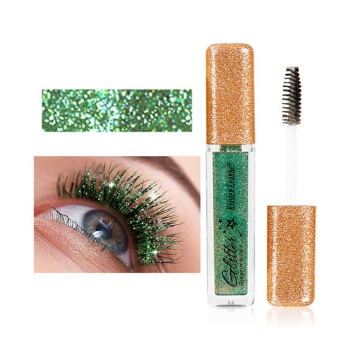 MIESCHER Green Mascara for Eyelashes,Colorful Mascara Waterproof Long Lasting Eye Lash Mascara Shiny Sparkle Diamond Mascara Smudge-proof Lengthening, Defining, Curling,Volume Color Glitter Mascara Makeup Eye Lashes Party Stage Use (#02 Green)