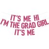 Rose Red Glitter It's Me Hi I'm the Grad Girl It's Me Banner, Class of 2024/Congrats 2024 Grad/Congratulation, 2024 Graduation Party Decorations Supplies for Girls
