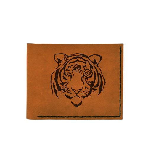 VietsWay Men's Black Tiger Drawing Handmade Genuine Leather Trifold Wallet MHLT_05