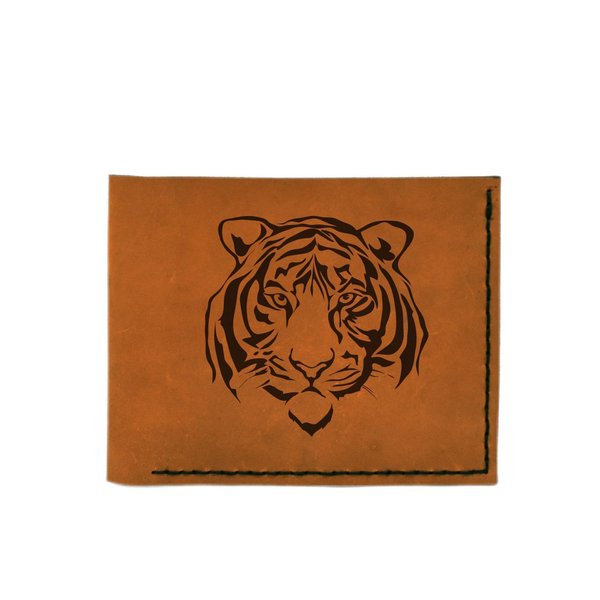 VietsWay Men's Black Tiger Drawing Handmade Genuine Leather Trifold Wallet MHLT_05