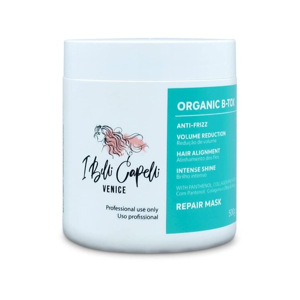 I Belli Capelli Venice Hair B-tox Organic - B-tox Capilar Para El Cabello - Organic & Natural Brazilian Keratin Treatment - Anti-Frizz, Volume Reduction, Smoothing- Argan Oil, Collagen-17.6 oz/500 g