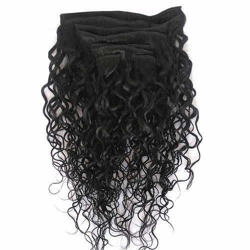 Doren Deep Curly Clip In Human Hair Extensions for Women 8Pcs 20Clips 120g 8A Virgin Remy Brazilian Wavy Curly Hair Natural Color 14 Inches