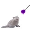 Dzrige Interactive Cat Toys Teaser Wand Black Long Sticks with Purple Soft Plush Tips Funny Pet Feather Supplies for Indoor Bored Cat and Kitten Play Training Interactive Toys