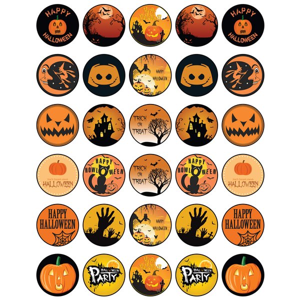 30 x Edible Cupcake Toppers Themed of Halloween Collection of Edible Cake Decorations | Uncut Edible on Wafer Sheet