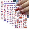 ROFIBUT 4th of July Nail Art Stickers 3D Self-Adhesive Independence Day Nail Decals Patriotic American Flag Flame Design Nail Stickers Butterfly Blue Red Star Nail Art Supplies for Women 6 Sheets
