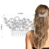 Wedding Hair Combs, Sparkly Crystal Flower Hair Clips Bride Bridesmaid Hair Sides Comb Rhinestone Barrettes, Crystal Flower Hair Pins Hair Accessories for Women Girls (Silver-1)