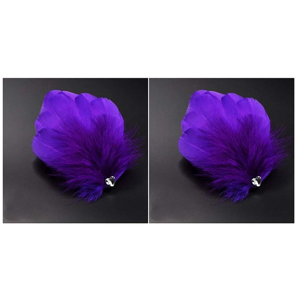2PCS Girls Heart-shaped Feather Hair Clip Headpiece Party Hairpins Hair Barrettes Hair Accessory Bridal Wedding Feather Fascinator (Purple)
