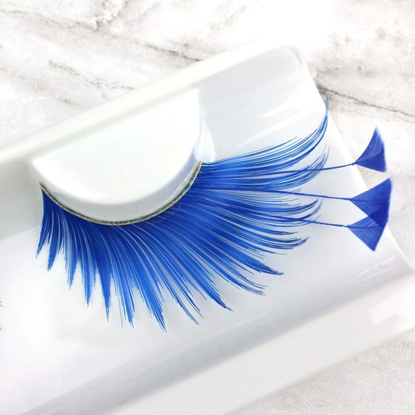 Elegant Lashes F878 Premium Blue Feather False Eyelashes Halloween Dance Rave Costume