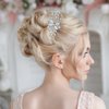 Wedding Bride Hair Comb Crystal Rhinestone Headpiece Pearl Bridal Hairpieces Sparkly Flower Bridesmaid Hair Combs Side Combs Hair Accessories for Women (Gold)